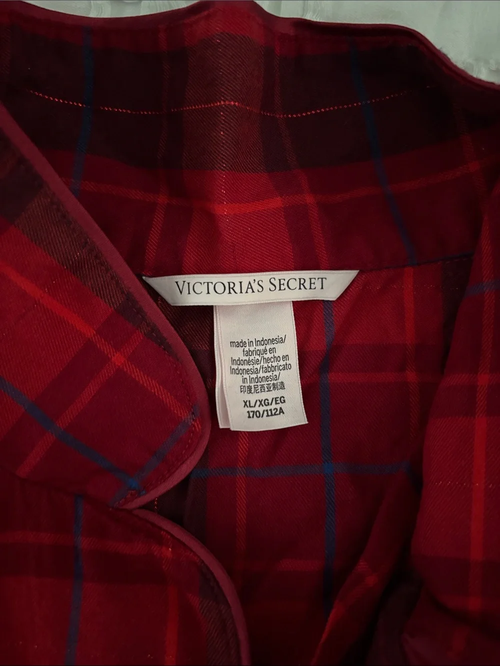 Victoria's Secret Red Plaid Short-Sleeve Pajama Set Size XL